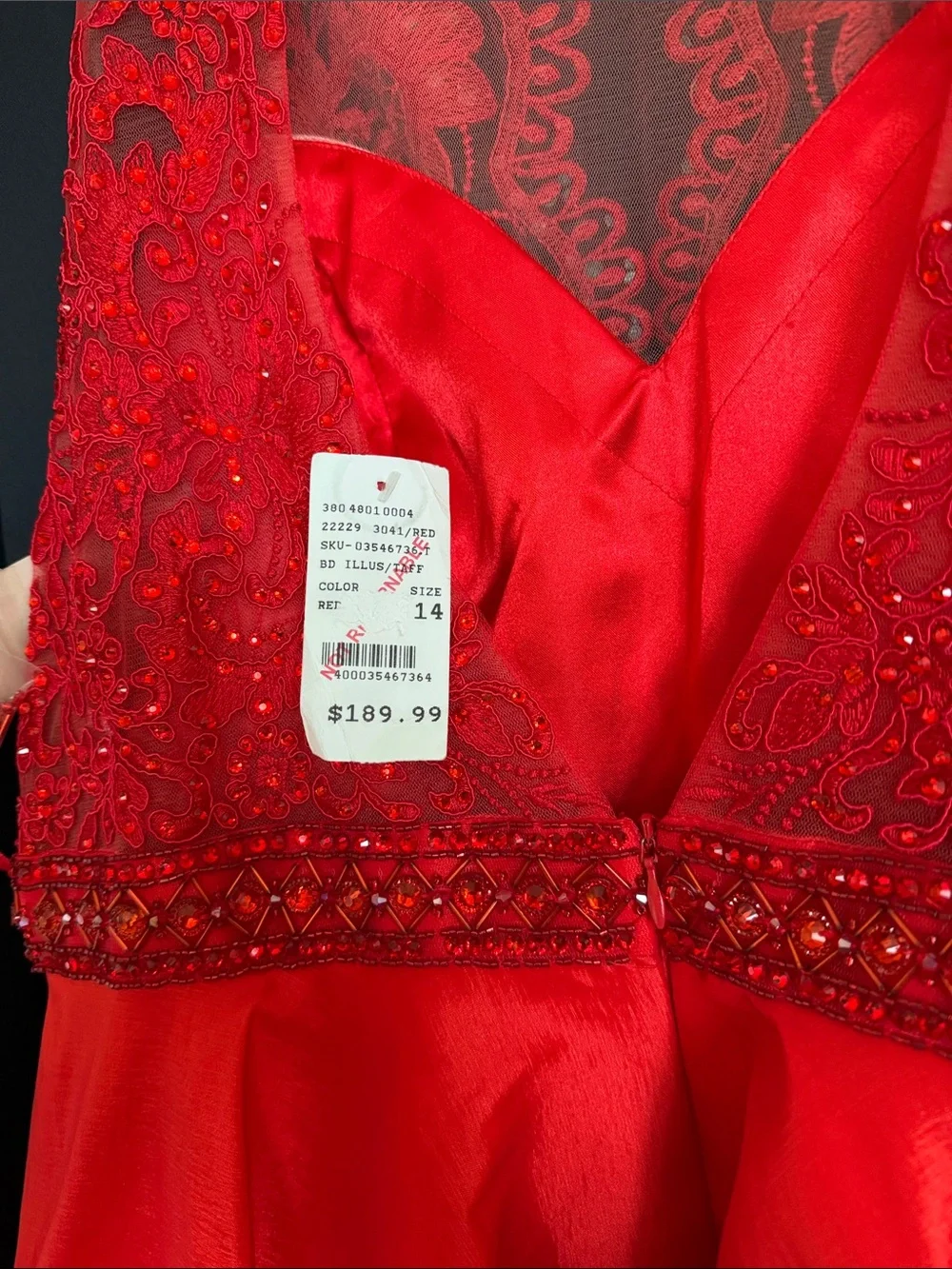 Girls Junior Red Embellished Party Dress